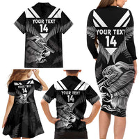 Aotearoa Silver Fern Rugby Custom Family Matching Long Sleeve Bodycon Dress and Hawaiian Shirt 2024 Go Kiwi LT14 - Polynesian Pride