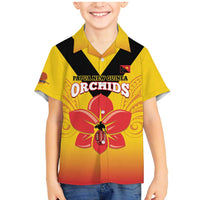 Orchids PNG Rugby Custom Family Matching Mermaid Dress and Hawaiian Shirt Go Champions Papua New Guinea LT14 Son's Shirt Yellow - Polynesian Pride