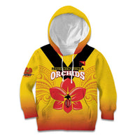 Orchids PNG Rugby Custom Kid Hoodie Go Champions Papua New Guinea LT14 Hoodie Yellow - Polynesian Pride