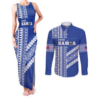 Fetu Samoa Rugby Custom Couples Matching Tank Maxi Dress and Long Sleeve Button Shirt Siapo Pattern - Sporty Style