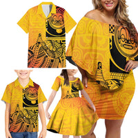 Marquesas Islands Family Matching Off Shoulder Short Dress and Hawaiian Shirt Marquesan Matatiki Fish Hook Patutiki LT14 - Polynesian Pride
