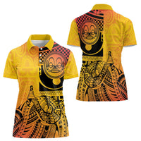 Marquesas Islands Women Polo Shirt Marquesan Matatiki Fish Hook Patutiki - Polynesian Pride
