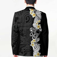Black Samoa Tattoo Blazer Plumeria Samoan Ocean Tatau Pattern - Polynesian Pride