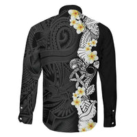 Black Samoa Tattoo Family Matching Summer Maxi Dress and Hawaiian Shirt Plumeria Samoan Ocean Tatau Pattern - Polynesian Pride