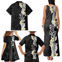 Black Samoa Tattoo Family Matching Tank Maxi Dress and Hawaiian Shirt Plumeria Samoan Ocean Tatau Pattern LT14 - Polynesian Pride