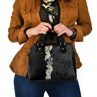 Black Samoa Tattoo Shoulder Handbag Plumeria Samoan Ocean Tatau Pattern - Polynesian Pride
