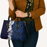 Blue Samoa Tattoo Leather Bag Plumeria Samoan Ocean Tatau Pattern - Polynesian Pride