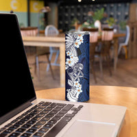 Blue Samoa Tattoo Skinny Tumbler Plumeria Samoan Ocean Tatau Pattern - Polynesian Pride