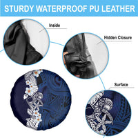 Blue Samoa Tattoo Spare Tire Cover Plumeria Samoan Ocean Tatau Pattern - Polynesian Pride