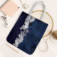 Blue Samoa Tattoo Tote Bag Plumeria Samoan Ocean Tatau Pattern - Polynesian Pride