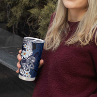 Blue Samoa Tattoo Tumbler Cup Plumeria Samoan Ocean Tatau Pattern - Polynesian Pride