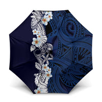 Blue Samoa Tattoo Umbrella Plumeria Samoan Ocean Tatau Pattern LT14 One Size Folded 11.42 inch Opened Diameter 37.4 inch Blue - Polynesian Pride
