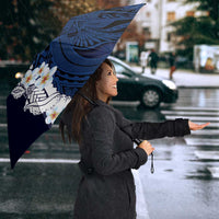 Blue Samoa Tattoo Umbrella Plumeria Samoan Ocean Tatau Pattern LT14 - Polynesian Pride