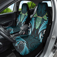 Aotearoa Pounamu Niho Car Seat Cover Silver Fern Mix Maori Pattern - Turquoise LT14 - Polynesian Pride