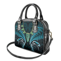 Aotearoa Pounamu Niho Shoulder Handbag Silver Fern Mix Maori Pattern - Turquoise LT14 - Polynesian Pride