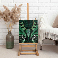 Aotearoa Pounamu Niho Canvas Wall Art Silver Fern Mix Maori Pattern - Green