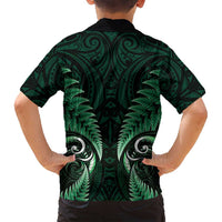 Aotearoa Pounamu Niho Family Matching Tank Maxi Dress and Hawaiian Shirt Silver Fern Mix Maori Pattern - Green LT14 - Polynesian Pride