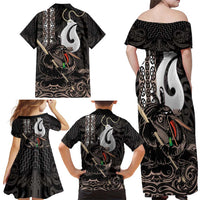 Aotearoa Hei Matau Family Matching Off Shoulder Maxi Dress and Hawaiian Shirt Haka Kiwi Mix Maori Mangopare LT14 - Polynesian Pride