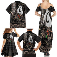 Aotearoa Hei Matau Family Matching Summer Maxi Dress and Hawaiian Shirt Haka Kiwi Mix Maori Mangopare LT14 - Polynesian Pride