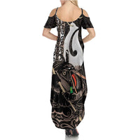 Aotearoa Hei Matau Family Matching Summer Maxi Dress and Hawaiian Shirt Haka Kiwi Mix Maori Mangopare LT14 - Polynesian Pride