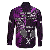 New Zealand Tiki Tennis Family Matching Summer Maxi Dress and Hawaiian Shirt 2024 Aotearoa Tenehi Maori Silver Fern - Purple LT14 - Polynesian Pride