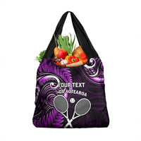 Custom New Zealand Tiki Tennis Grocery Bag Aotearoa Tenehi Maori Silver Fern - Purple LT14 1-pack One Size Purple - Polynesian Pride