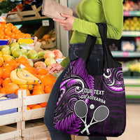 Custom New Zealand Tiki Tennis Grocery Bag Aotearoa Tenehi Maori Silver Fern - Purple LT14 - Polynesian Pride