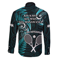New Zealand Tiki Tennis Family Matching Mermaid Dress and Hawaiian Shirt 2024 Aotearoa Tenehi Maori Silver Fern - Turquoise LT14 - Polynesian Pride