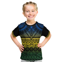 Halo Olaketa Solomon Islands Kid T Shirt Melanesian Tribal Pattern Gradient Version LT14 Black - Polynesian Pride