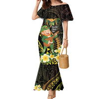 Hawaii Saint Patrick's Day Family Matching Mermaid Dress and Hawaiian Shirt Ukulele Leprechaun Hau'Oli Maoli Oe! LT14 Mom's Dress Reggae - Polynesian Pride