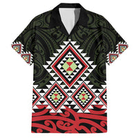 Kia Ora Aotearoa Family Matching Long Sleeve Bodycon Dress and Hawaiian Shirt 2025 Pasifika Maori Taniko Motifs LT14 Dad's Shirt - Short Sleeve Black - Polynesian Pride