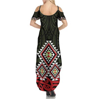 Kia Ora Aotearoa Family Matching Summer Maxi Dress and Hawaiian Shirt 2025 Pasifika Maori Taniko Motifs LT14 - Polynesian Pride