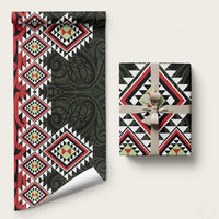 Kia Ora Aotearoa Wrapping Paper 2025 Pasifika Maori Taniko Motifs LT14 58" × 23" Black - Polynesian Pride