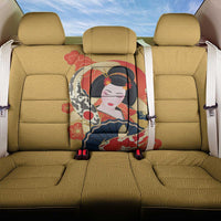 Japanese Geisha Koi Fish Back Car Seat Cover Cherry Blossoms Yellow Seigaiha Pattern - Polynesian Pride