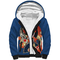 Japanese Geisha Koi Fish Sherpa Hoodie Cherry Blossoms Blue Seigaiha Pattern - Polynesian Pride