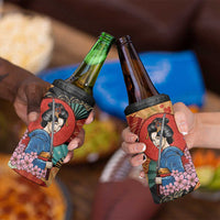 Japanese Geisha Katana 4 in 1 Can Cooler Tumbler Japan Sensu Seigaiha Pattern - Polynesian Pride
