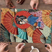 Japanese Geisha Katana Puzzle Japan Sensu Seigaiha Pattern - Polynesian Pride