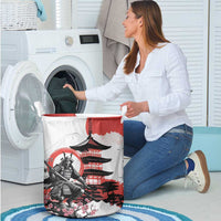 Japanese Samurai Warrior Enso Laundry Basket Japan Pagoda Sakura Watercolor - Polynesian Pride