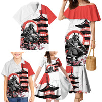 Japanese Samurai Warrior Enso Family Matching Mermaid Dress and Hawaiian Shirt Japan Pagoda Sakura Watercolor LT14 - Polynesian Pride