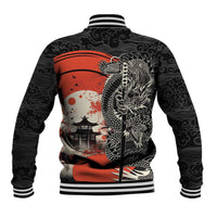 Japanese Dragon Katana Enso Baseball Jacket Japan Pagoda Seamless Cloud - Polynesian Pride