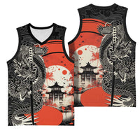 Japanese Dragon Katana Enso Basketball Jersey Japan Pagoda Seamless Cloud - Polynesian Pride