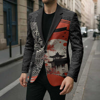 Japanese Dragon Katana Enso Blazer Japan Pagoda Seamless Cloud - Polynesian Pride