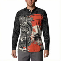 Japanese Dragon Katana Enso Button Sweatshirt Japan Pagoda Seamless Cloud - Polynesian Pride