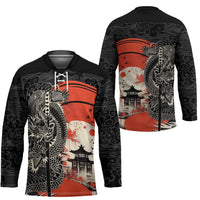 Japanese Dragon Katana Enso Hockey Jersey Japan Pagoda Seamless Cloud - Polynesian Pride