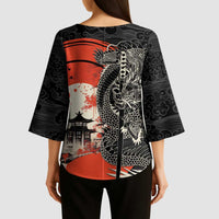 Japanese Dragon Katana Enso Kimono Sleeve Blouse Japan Pagoda Seamless Cloud LT14 - Polynesian Pride