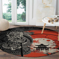 Japanese Dragon Katana Enso Round Carpet Japan Pagoda Seamless Cloud - Polynesian Pride