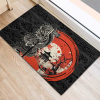 Japanese Dragon Katana Enso Rubber Doormat Japan Pagoda Seamless Cloud - Polynesian Pride