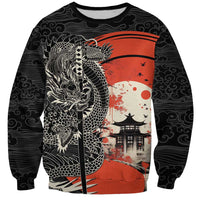 Japanese Dragon Katana Enso Sweatshirt Japan Pagoda Seamless Cloud - Polynesian Pride