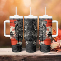 Japanese Dragon Katana Enso Tumbler With Handle Japan Pagoda Seamless Cloud - Polynesian Pride