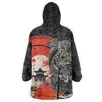 Japanese Dragon Katana Enso Wearable Blanket Hoodie Japan Pagoda Seamless Cloud - Polynesian Pride